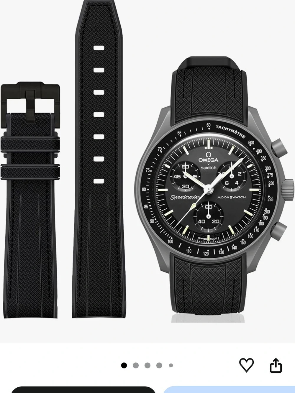 Omega X Swatch MoonSwatch Men’s Black Chronograph Watch (Snoopy)